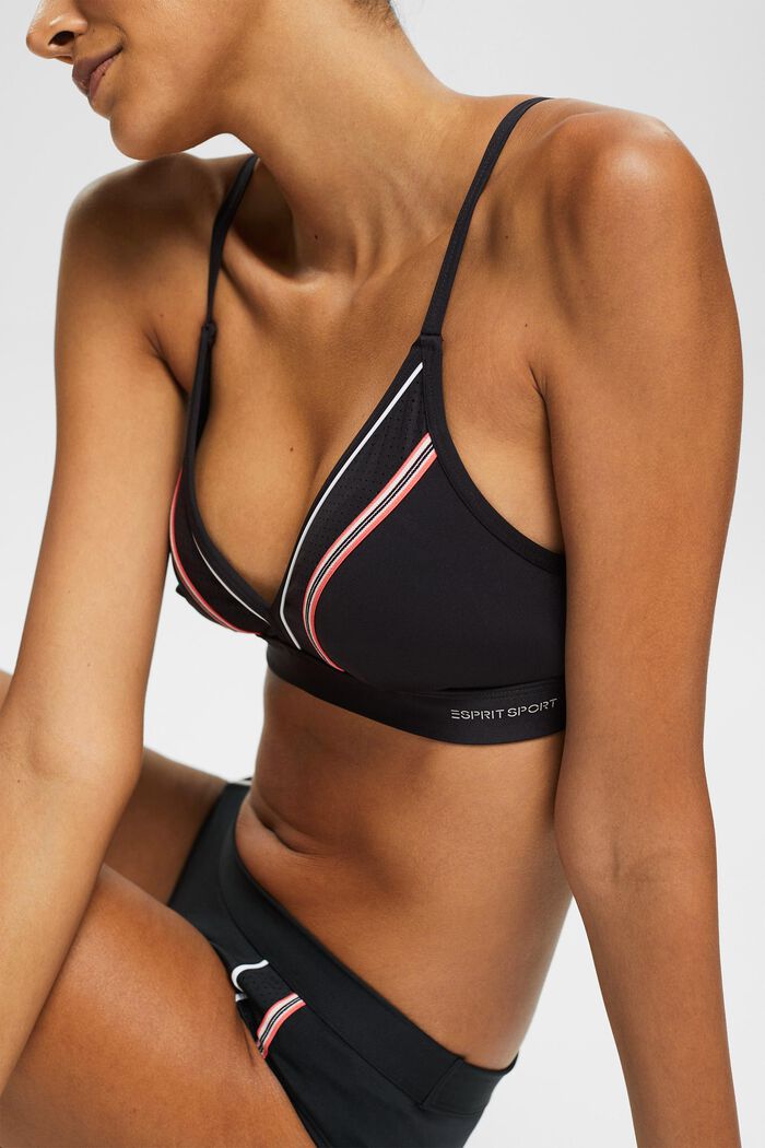 Wattiertes Sport-Bikini-Top, BLACK, detail image number 1