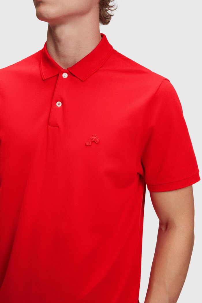 Klassisches Tennis-Poloshirt mit Dolphin-Batch, RED, detail image number 2