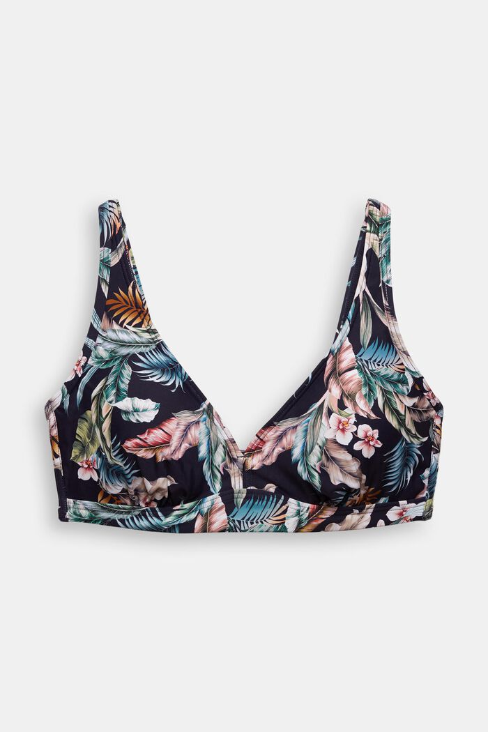 Recycelt: Big-Cup-Top mit Tropical-Print, NAVY, overview