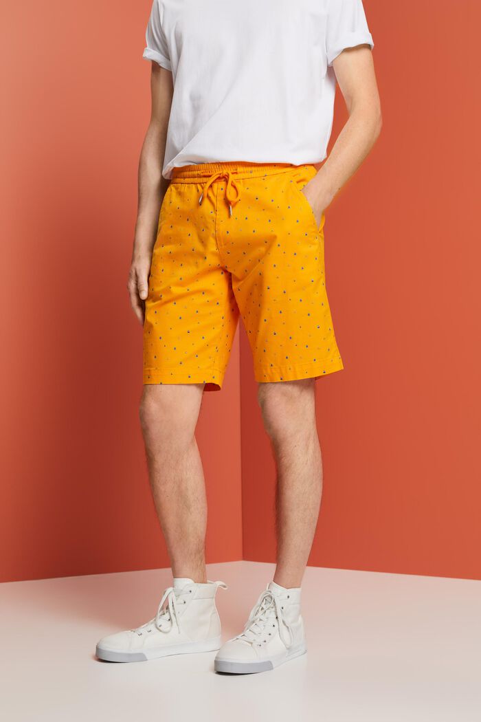 Gemusterte Pull-on-Shorts, Baumwollstretch, BRIGHT ORANGE, detail image number 0
