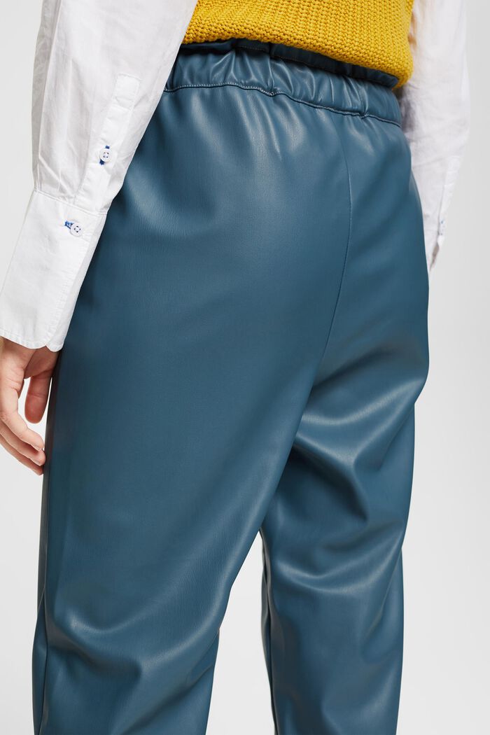 Jogger-Pants in Lederoptik, PETROL BLUE, detail image number 3