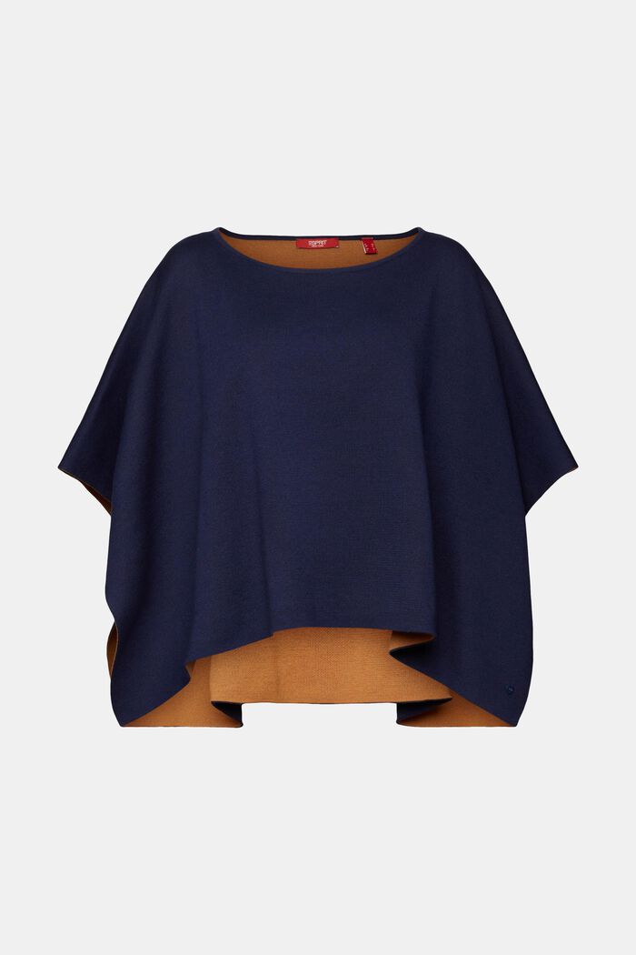 Recycelt: Poncho aus Doubleface-Strick, NAVY, detail image number 0