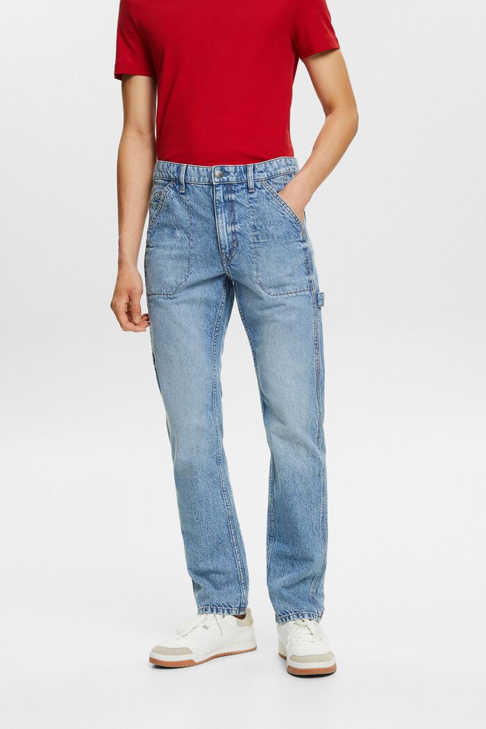 Gerade Carpenter Jeans mit mittelhohem Bund, BLUE LIGHT WASHED, detail image number 0