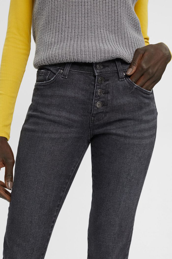 Mid-Rise-Jeans in Slim Fit mit Knöpfen, BLACK MEDIUM WASHED, detail image number 3