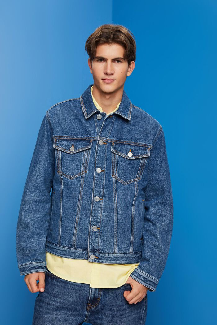 Jeansjacke aus nachhaltiger Baumwolle, BLUE MEDIUM WASHED, detail image number 0