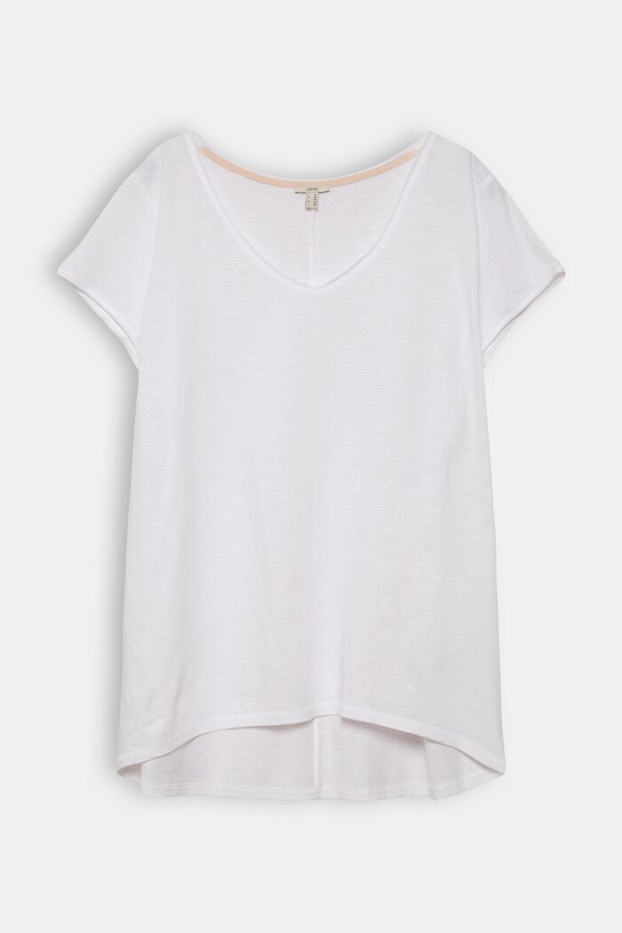 CURVY T-Shirt mit V-Ausschnitt, Bio-Baumwolle, WHITE, overview