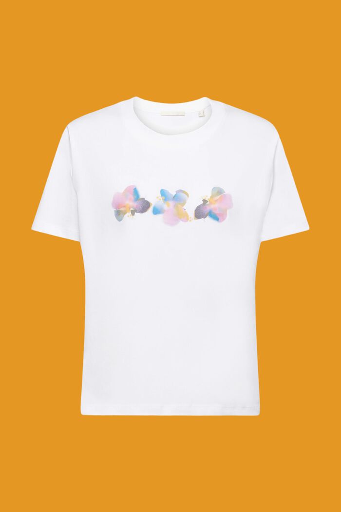 Baumwoll-T-Shirt mit Blumenprint, WHITE, detail image number 5