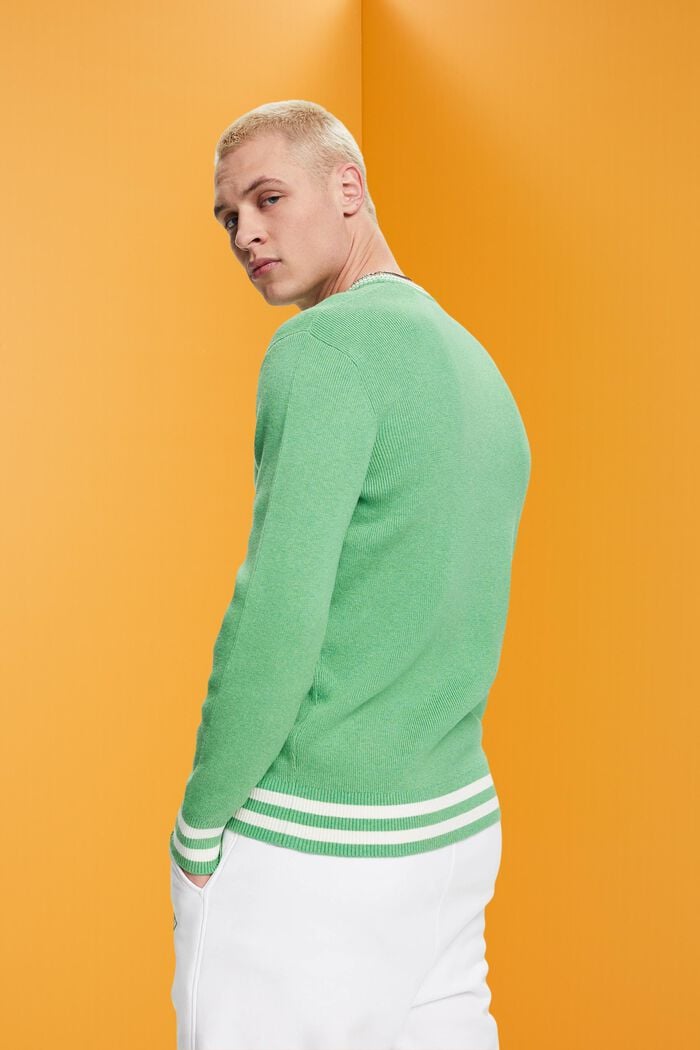 Pullover mit V-Ausschnitt, nachhaltige Baumwolle, GREEN, detail image number 3