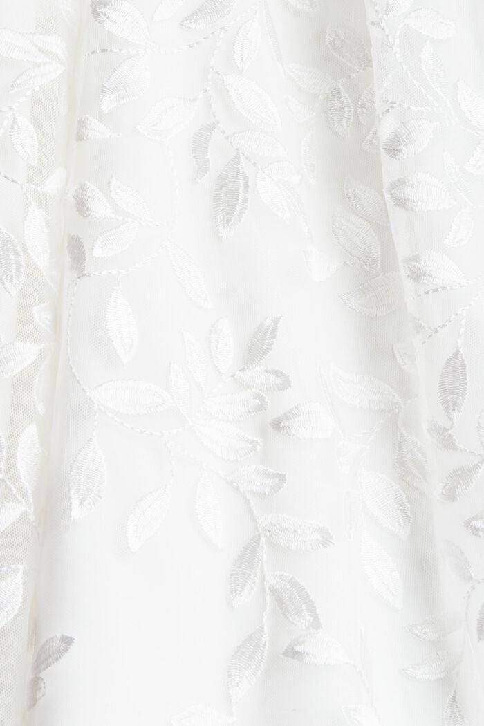 Neckholder-Kleid mit floraler Stickerei, OFF WHITE, detail image number 4