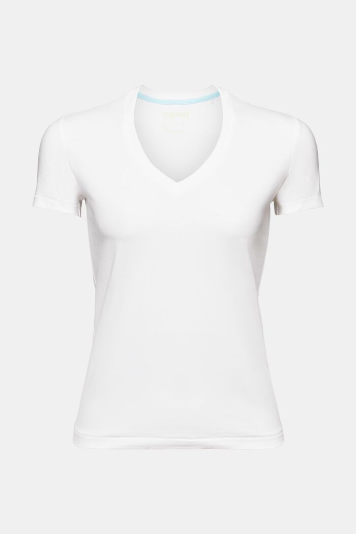 Jersey-T-Shirt mit V-Ausschnitt, WHITE, detail image number 5