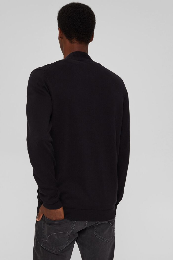 Zipp-Cardigan aus 100% Bio-Baumwolle, BLACK, detail image number 3