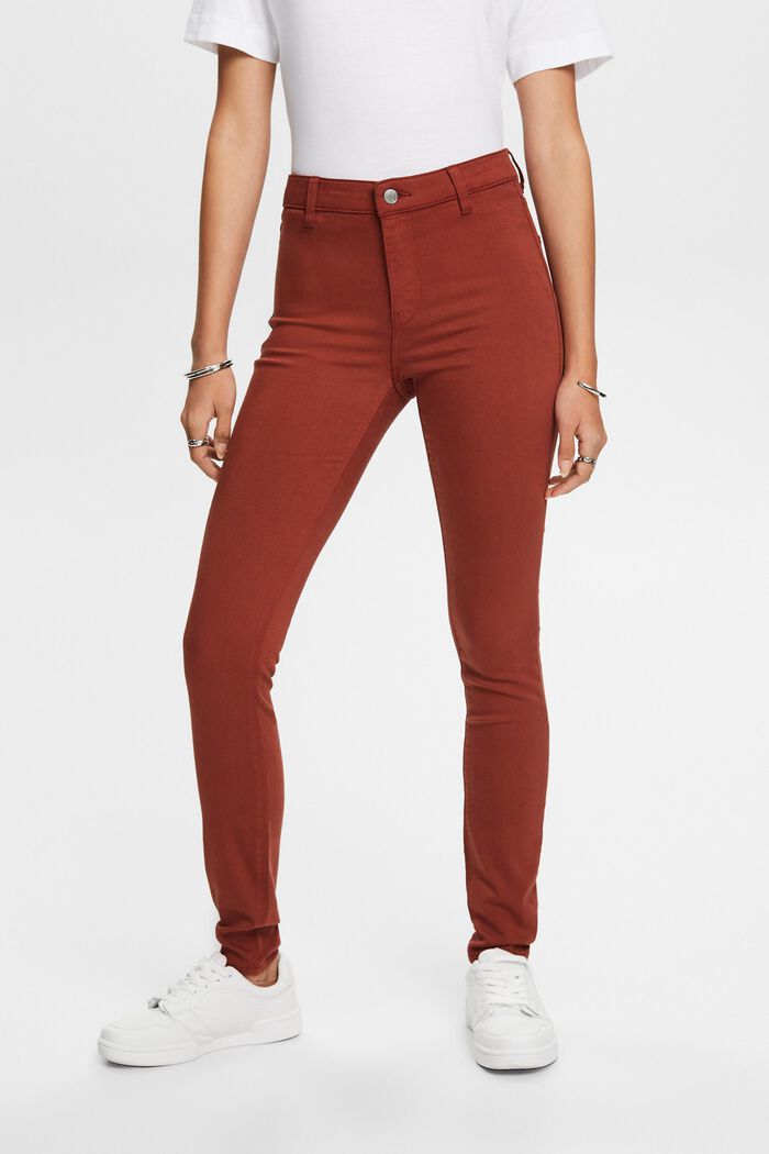 Skinny Jeans mit mittlerer Bundhöhe, RUST BROWN, detail image number 0