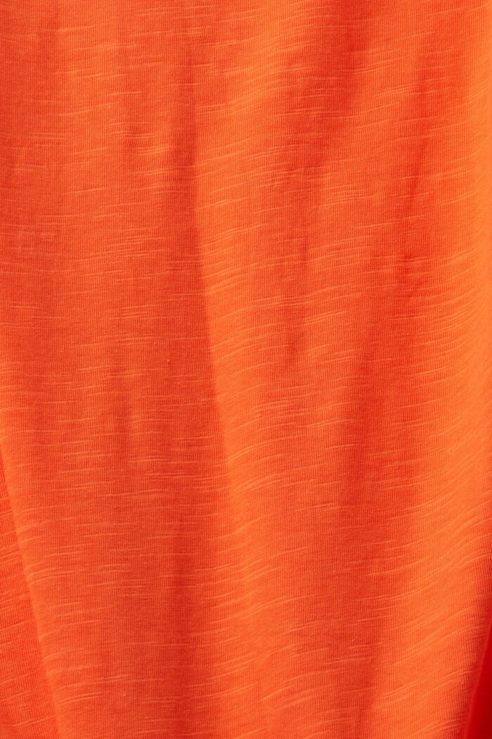 Baumwoll-T-Shirt mit V-Ausschnitt und Ziernähten, ORANGE RED, detail image number 5