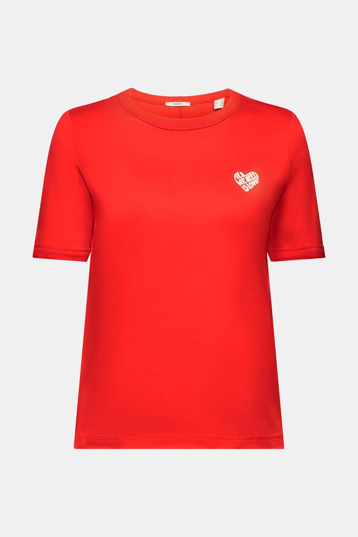 Baumwoll-T-Shirt mit herzförmigem Logo, RED, detail image number 6