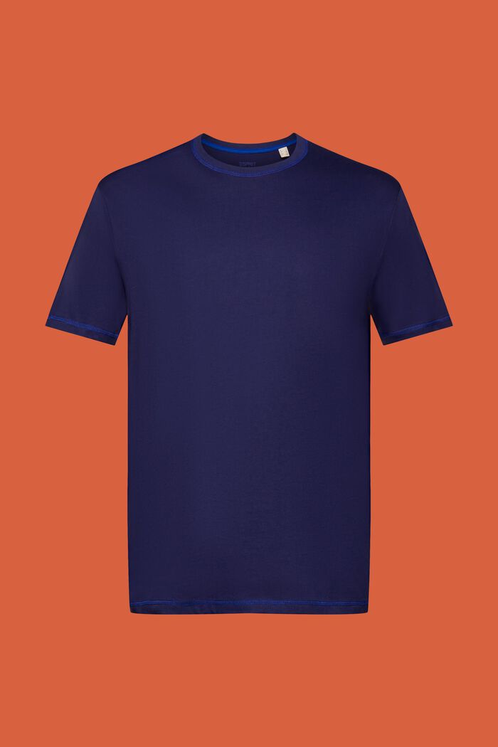Jersey-T-Shirt mit kontrastfarbenen Säumen, DARK BLUE, detail image number 6
