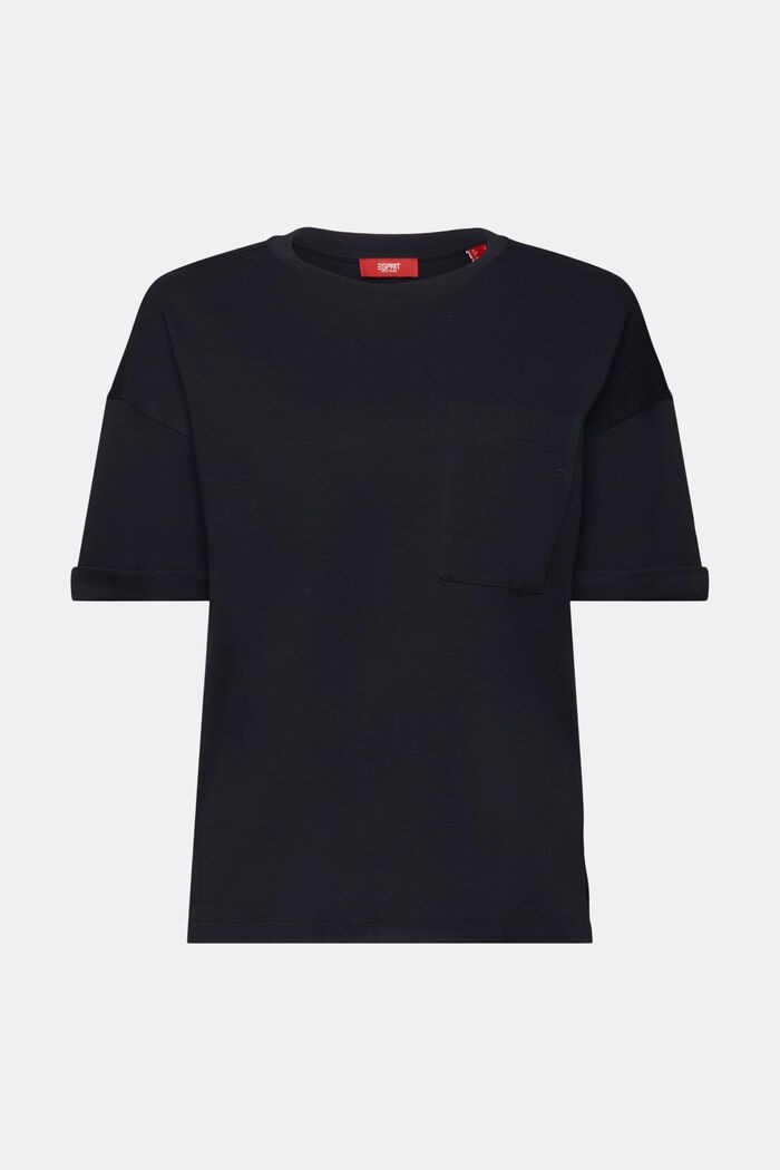 Oversized T-Shirt mit aufgesetzter Tasche, BLACK, detail image number 7