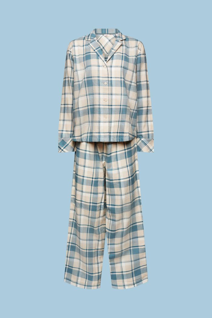 Pyjama-Set aus kariertem Flanell, NEW TEAL BLUE, detail image number 5