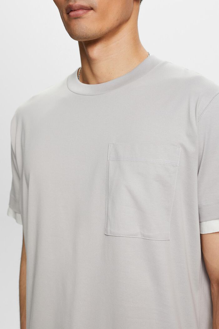 Rundhals-T-Shirt im Lagenlook, 100 % Baumwolle, LIGHT GREY, detail image number 2