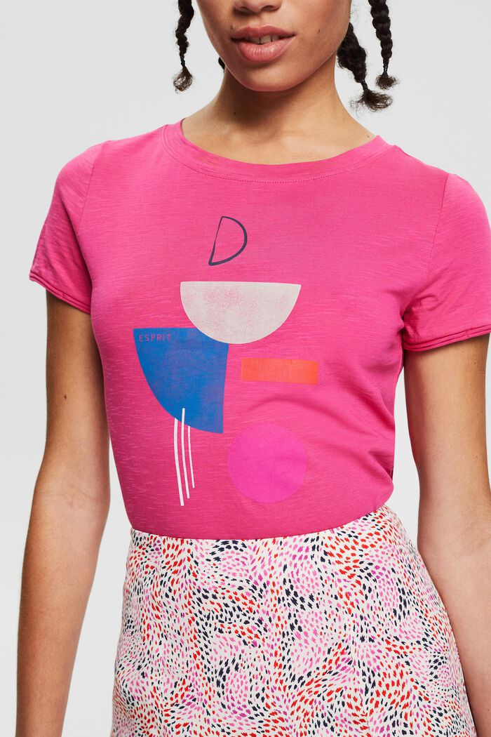 T-Shirt mit Print, 100% Organic Cotton, PINK FUCHSIA, detail image number 2