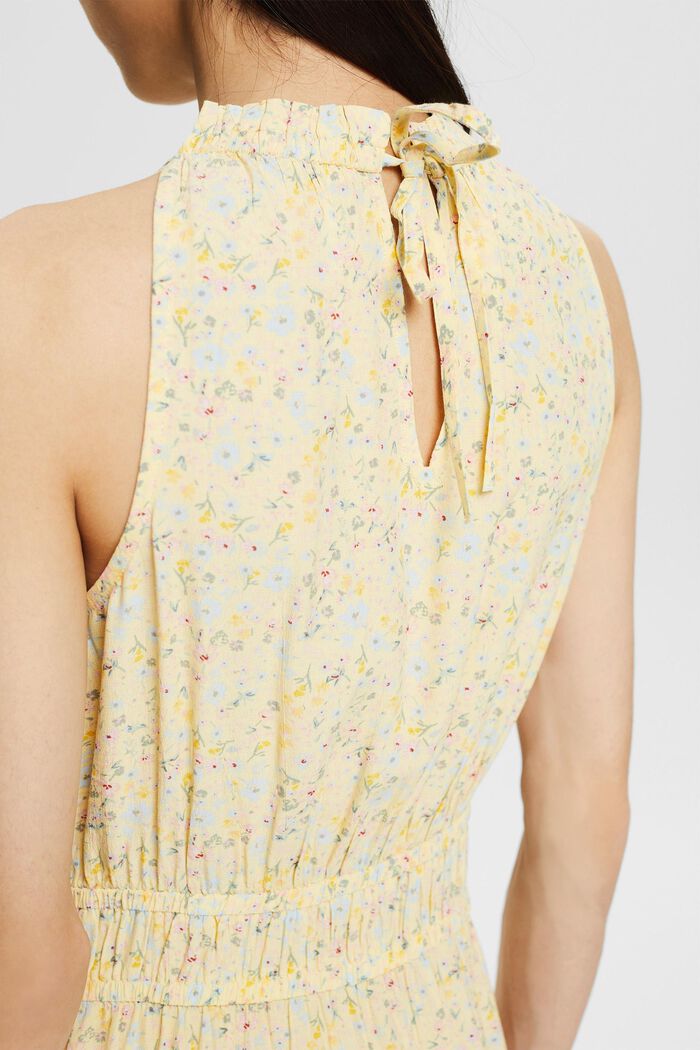 Neckholder-Kleid mit Millefleurs-Muster, PASTEL YELLOW, detail image number 3