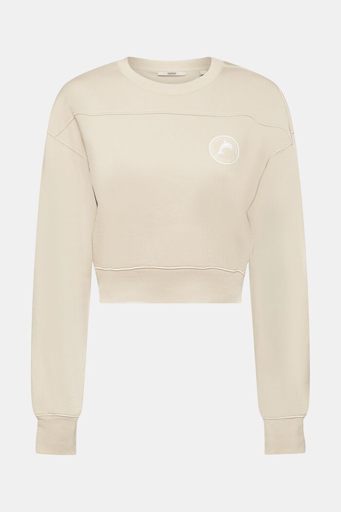 Recycelt: Cropped Sweatshirt, LIGHT TAUPE, detail image number 7