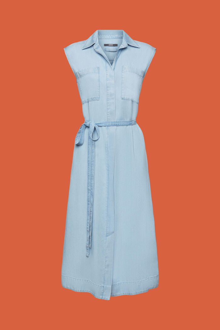 Hemdblusenkleid aus TENCEL™ Denim mit Gürtel, BLUE LIGHT WASHED, detail image number 5