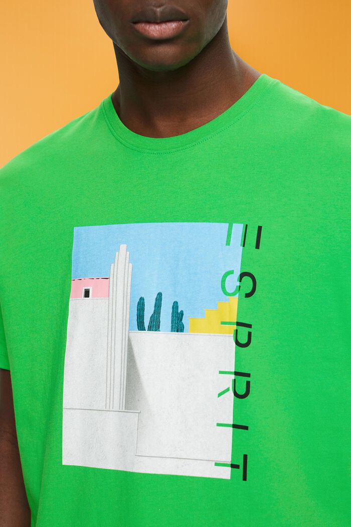 Baumwoll-T-Shirt mit Frontprint, GREEN, detail image number 2