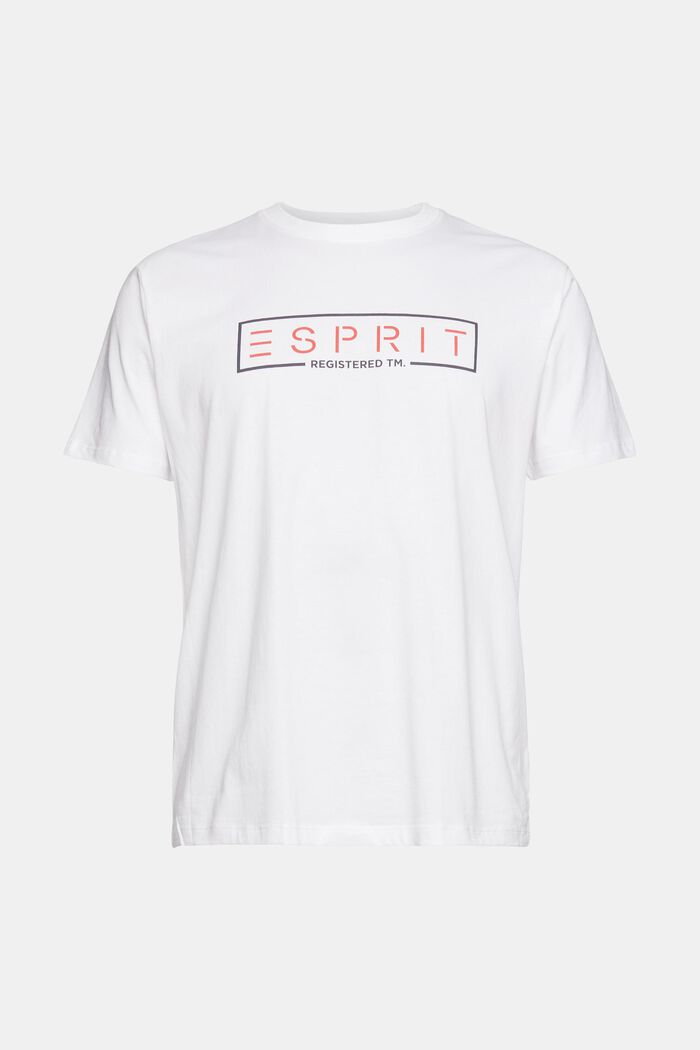 Jersey-T-Shirt mit Logo, 100% Baumwolle, WHITE, overview