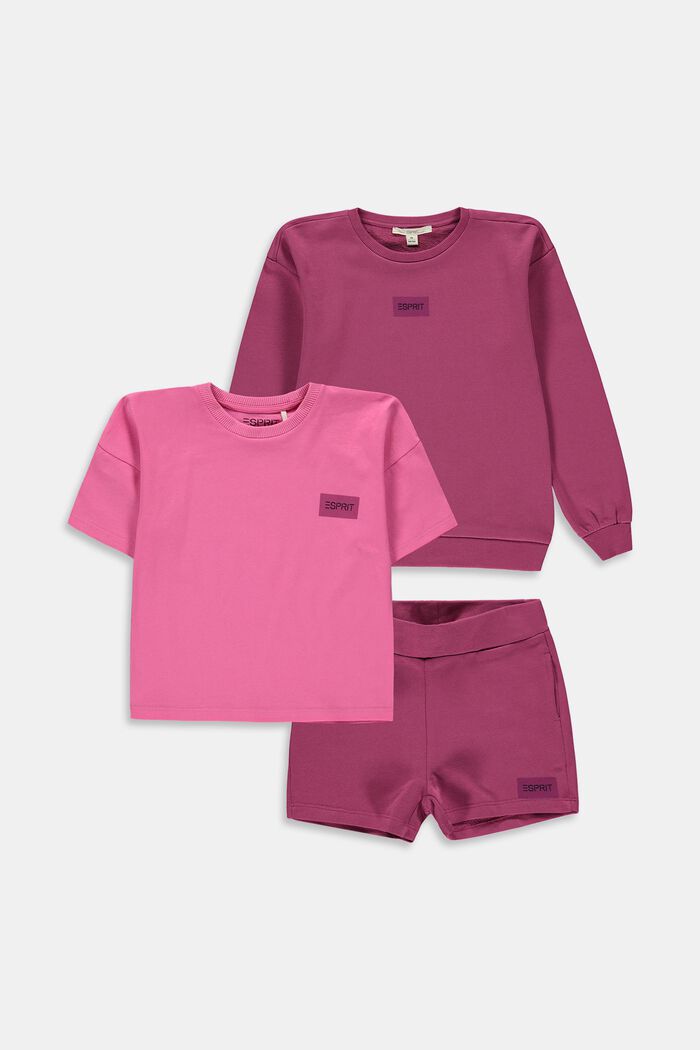 Gemischtes Set: Sweatshirt, T-Shirt und Shorts, DARK PINK, detail image number 0