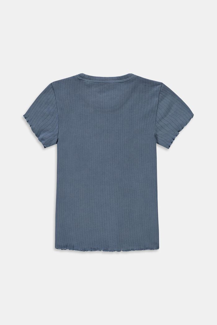 Ripp-Shirt mit Kräuselsaum, 100% Baumwolle, BLUE MEDIUM WASHED, detail image number 1