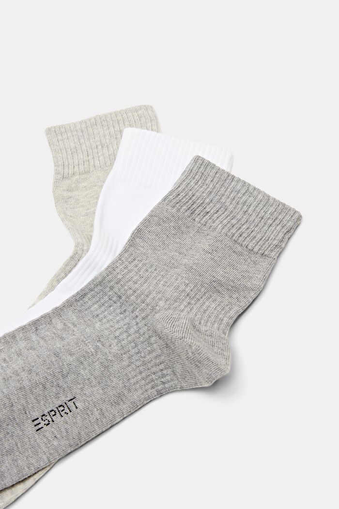 3er-Pack Gerippte Socken aus Bio-Baumwolle mit mittelhohem Schaft, GREY, detail image number 2