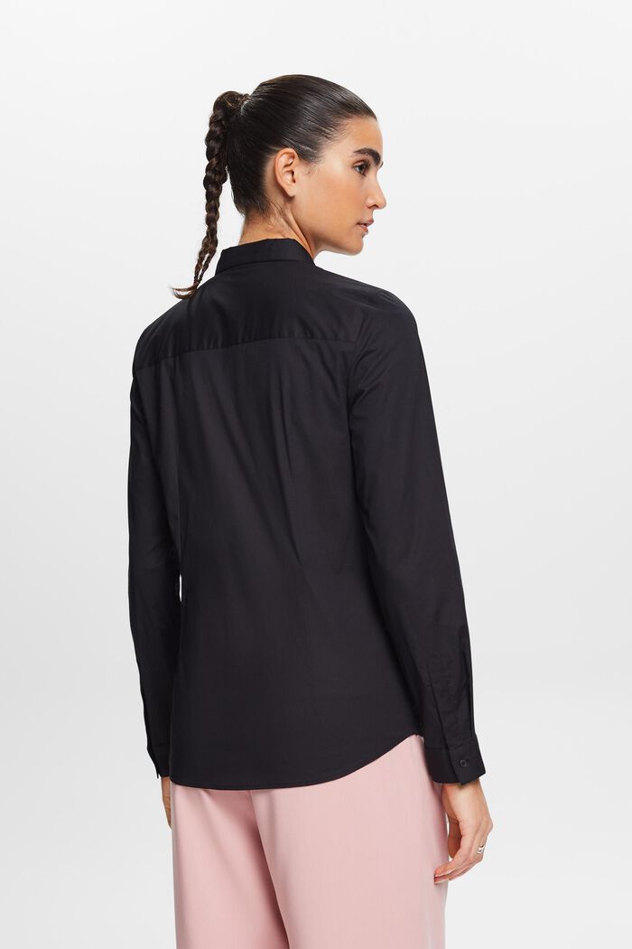Langärmlige Popeline-Bluse, BLACK, detail image number 4