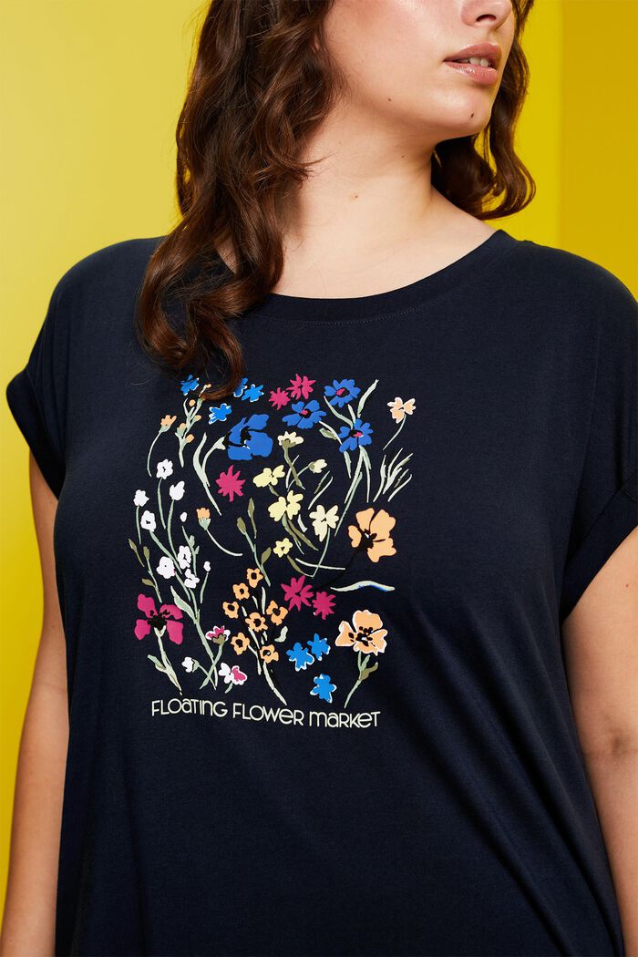 CURVY T-Shirt mit Print vorne, 100 % Baumwolle, NAVY, detail image number 2