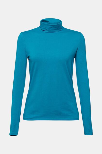 Longsleeve mit Turtle-Neck, TEAL BLUE, overview