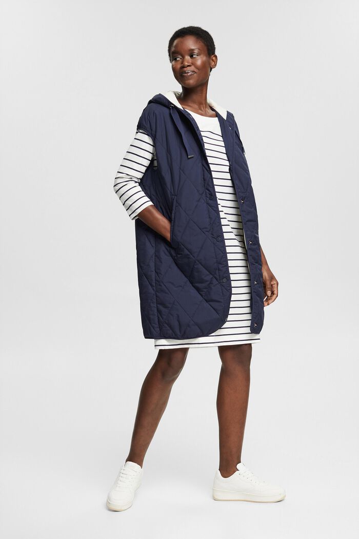 Jerseykleid mit Streifen, 100% Baumwolle, OFF WHITE, detail image number 1