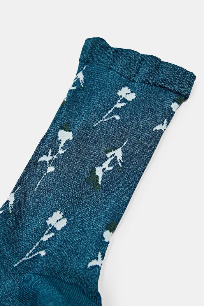 Socken mit Blumenmuster und fluffigem Bündchen, VENICE NIGHT, detail image number 1