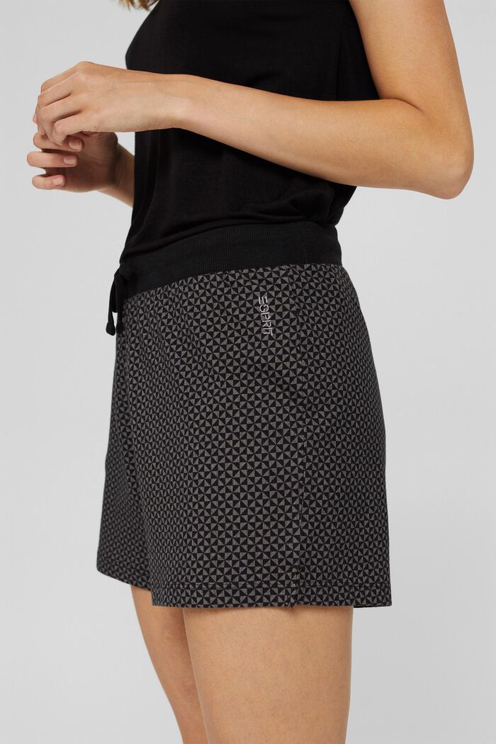 Gemusterte Pyjama-Shorts aus 100% Bio-Baumwolle, BLACK, detail image number 2