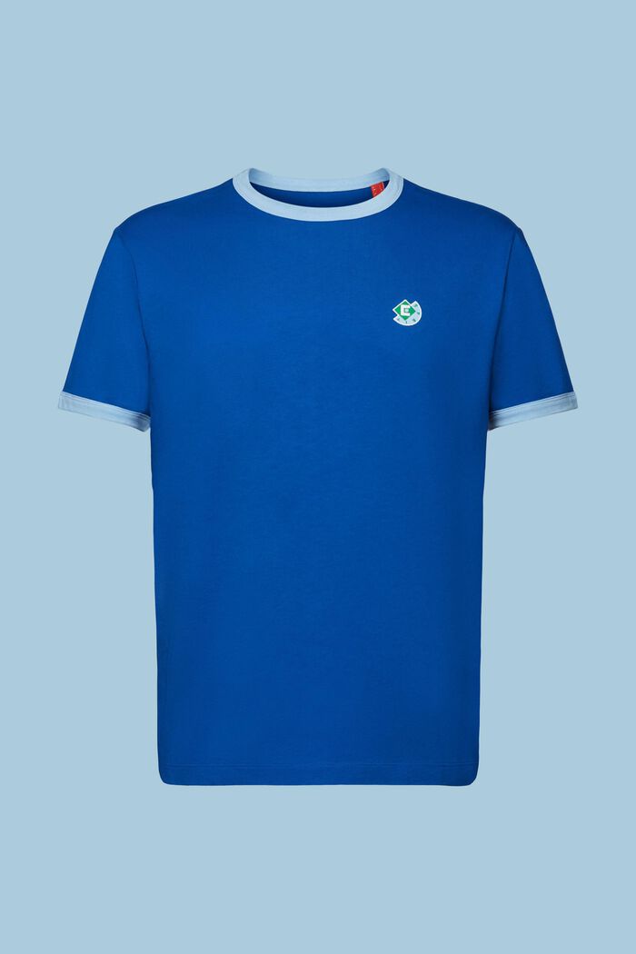 Baumwoll-T-Shirt mit Logo und Rundhalsausschnitt, BRIGHT BLUE, detail image number 6