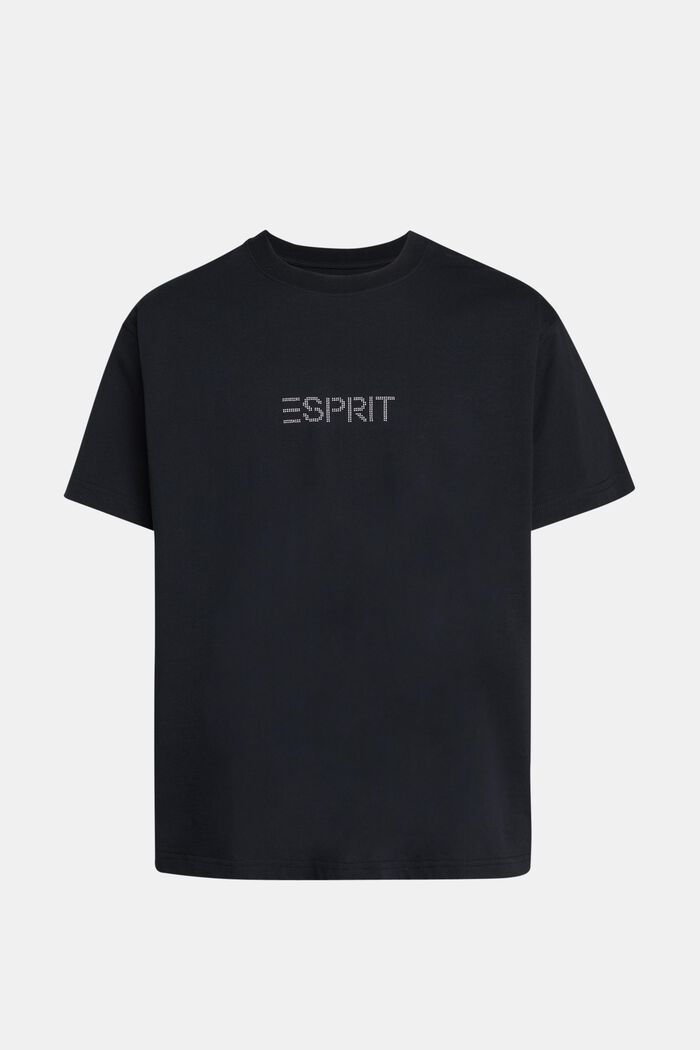 T-Shirt mit Logo-Aufnäher mit Nieten, BLACK, detail image number 5