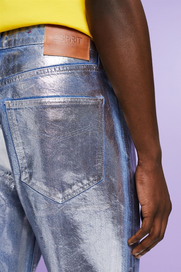 Gerade geschnittene Jeans mit Metallic-Finish, GREY RINSE, detail image number 4
