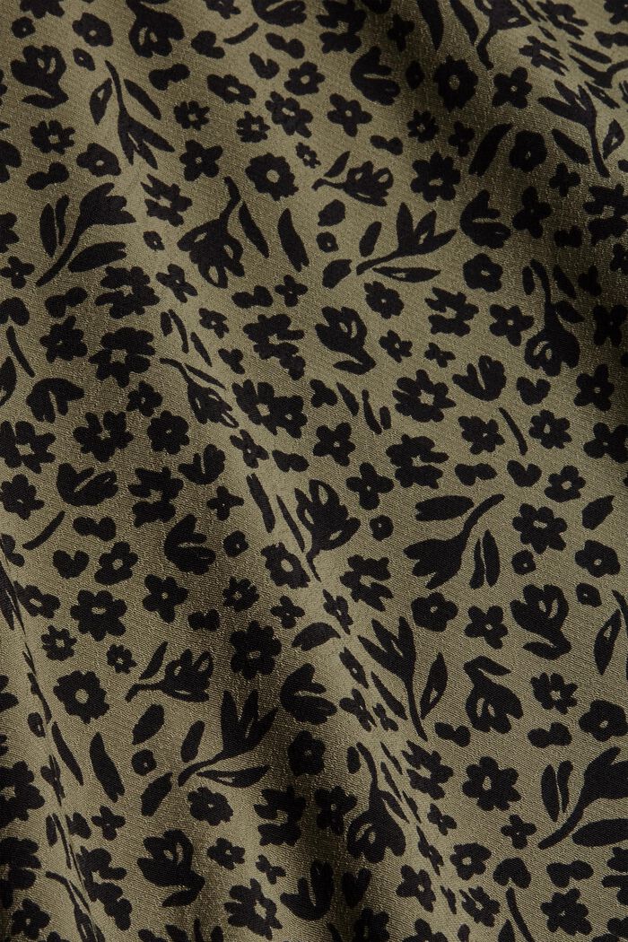 Flower Bluse mit Volantdetails, LENZING™ ECOVERO™, DARK KHAKI, detail image number 4
