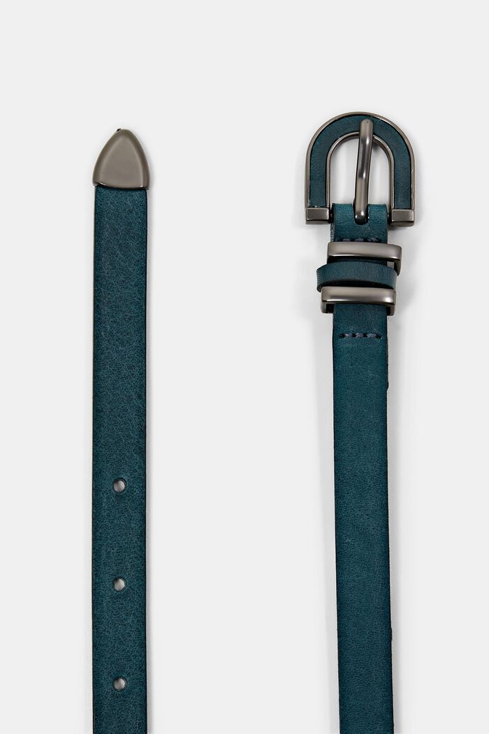 Schmaler Ledergürtel, PETROL BLUE, detail image number 1