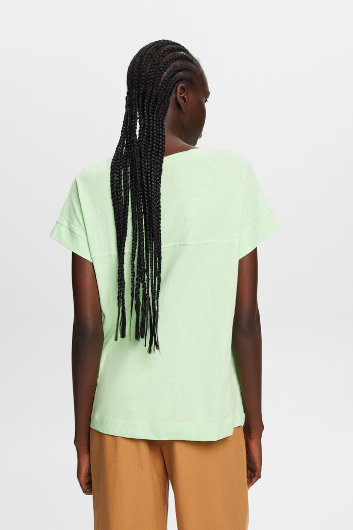 Baumwoll-T-Shirt mit V-Ausschnitt, CITRUS GREEN, detail image number 3