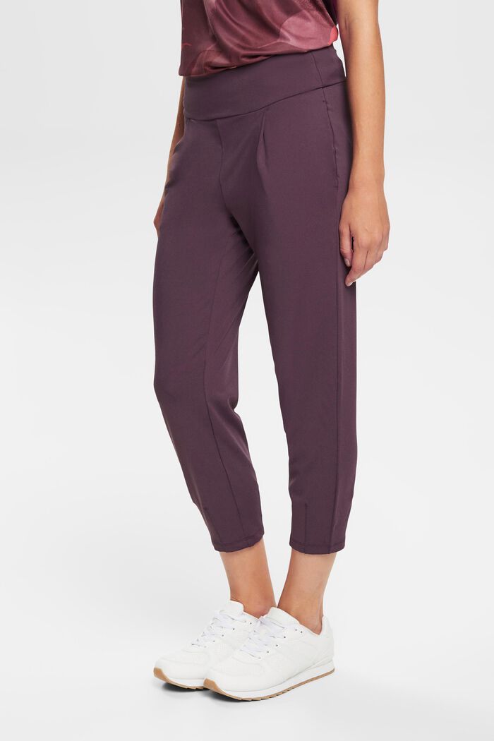 Gecroppte Jersey-Jogger-Pants mit E-DRY-Finish, AUBERGINE, detail image number 1