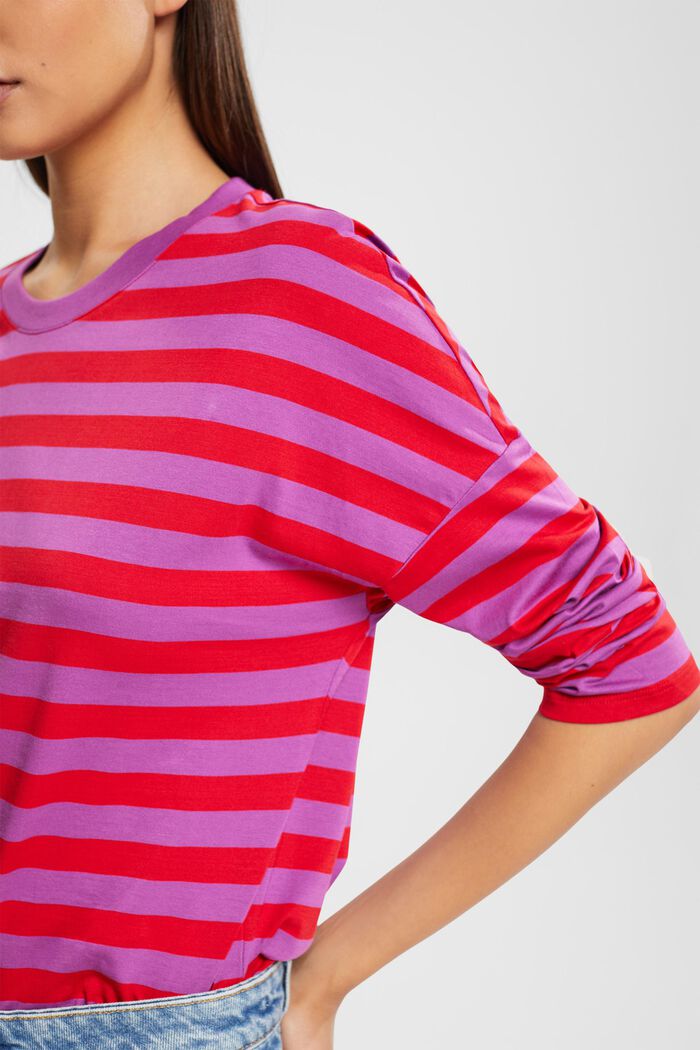 Gestreiftes Longsleeve-Shirt, 100 % Baumwolle, DARK RED, detail image number 2