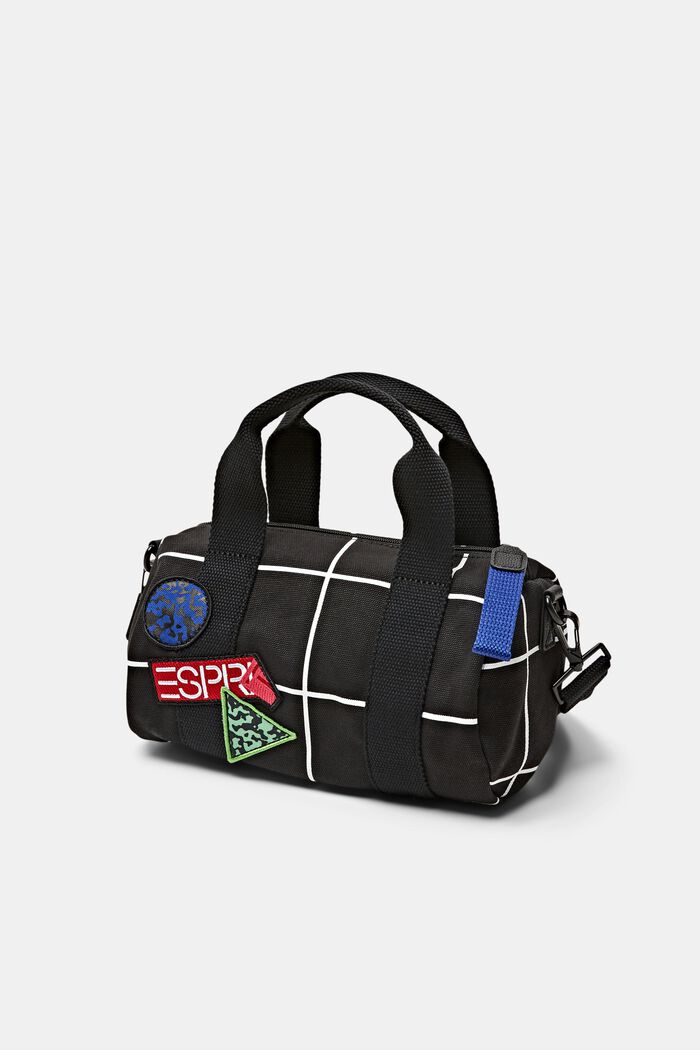 Barrel Bag mit Logo-Gitter-Print, BLACK, detail image number 2