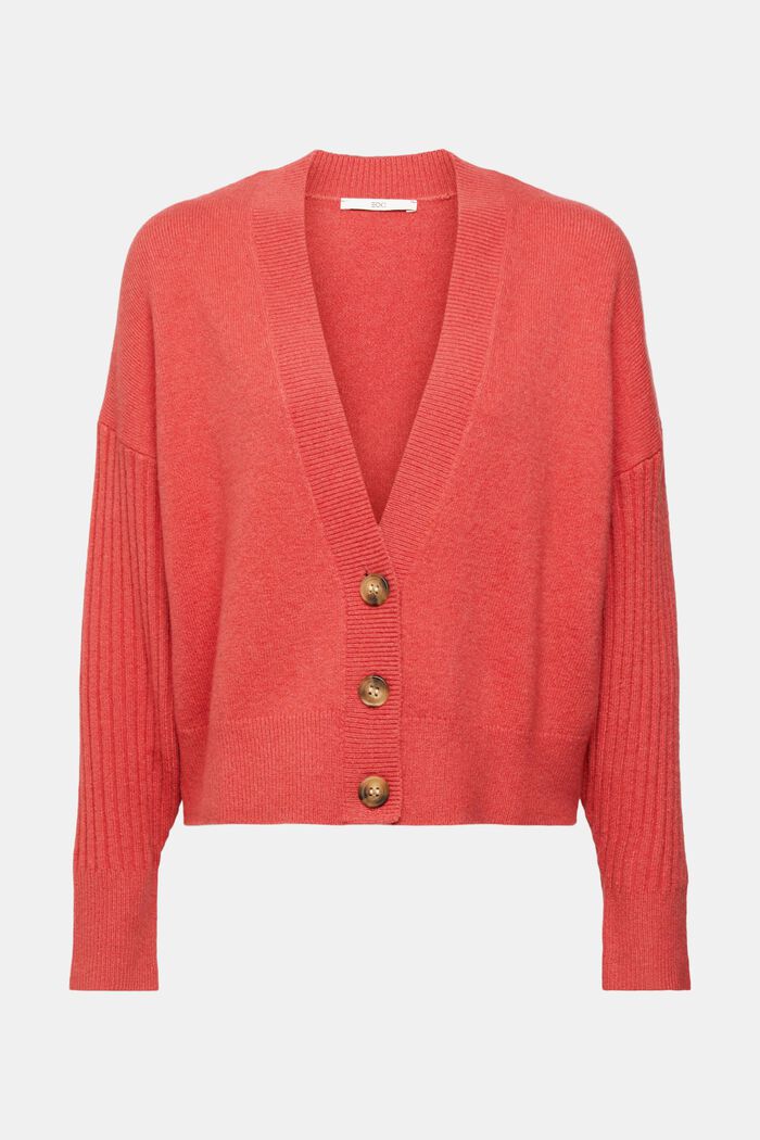 Cardigan aus Woll-Mix, CORAL, overview