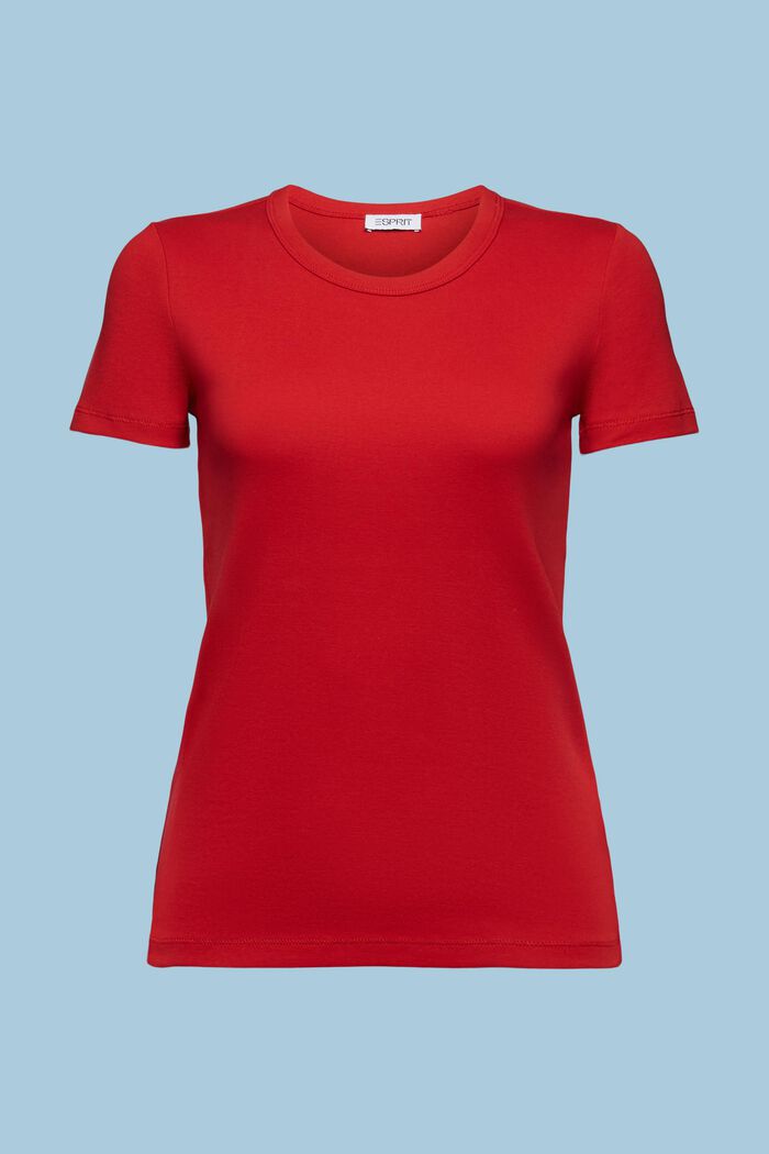 Kurzärmliges Baumwoll-T-Shirt, DARK RED, detail image number 5
