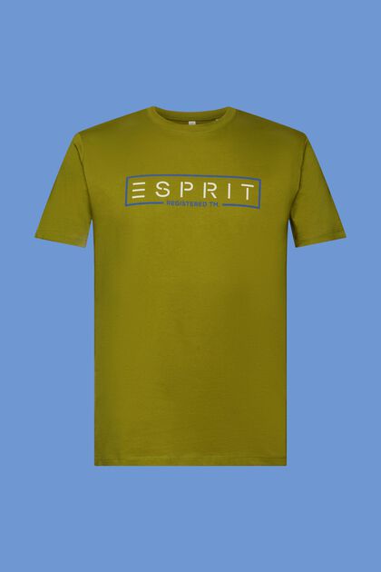 Jersey-T-Shirt mit Logo-Print, LEAF GREEN, overview
