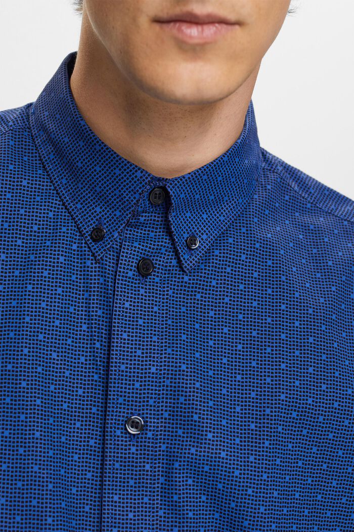 Gemustertes Button-Down-Hemd, 100 % Baumwolle, BRIGHT BLUE, detail image number 2